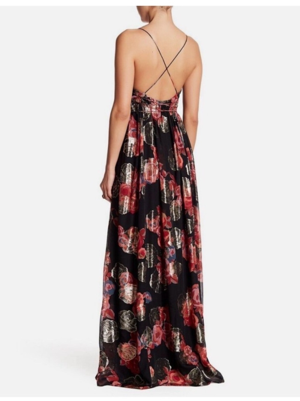 Free People “Shadows Silk Gown” – Black Floral Maxi Dress | Size 2 🌹✨ - Picture 2 of 11